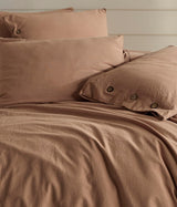 King Size US 5-Piece Duvet Cover Set, Coffee with Milk, 100% Washed Cotton Linen, Chic Lightweight Bedding with Quilt Cover, 2 Pillow Shams and 2 Pillow Cases
