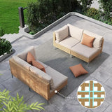 Grand patio 7-Piece Boho Wicker Conversation Set in Cream, Featuring a Sectional Sofa, Water-Resistant Thick Cushions, and Coffee Table