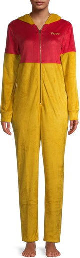 Disney Winnie the Pooh Womens Fleece Pajama Union Suit, Yellow, X-Large