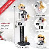 Ornativity Christmas Dog Mom Nutcracker, 15 in, White and Black Wooden Woman with Dog on Leash and Smartphone, Holiday Decoration
