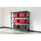 Husky Black 4-Tier Heavy-Duty Welded Steel Garage Shelving Unit, 77 in. W x 78 in. H x 24 in. D