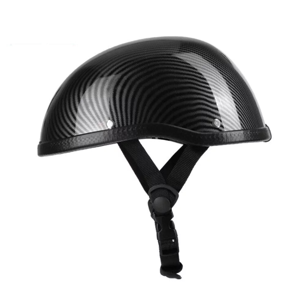 Abody Retro-Style Motorcycle Half Helmet with ABS and Cotton Cap, Carbon Striation, Universal One Size, Washable Design