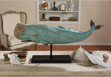Design Toscano SD1120725 Folk Art Faux Wood Whale Statue with Display Stand, 30 Inch, Blue