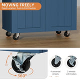 Shintenchi Rolling Kitchen Island Cart with Large Worktop, Cabinet Storage, Drawers, Towel Rack and Wheeled Side-Table Design, White