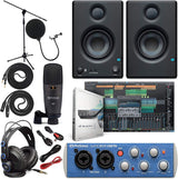 PreSonus AudioBox 96 Studio Recording Bundle with Eris 4.5 BT Bluetooth Monitor Pair, Studio One Artist Software, 1/4-in Instrument Cable, Blue or Black Interface