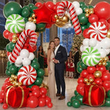 165-Piece Christmas Balloon Arch Garland Kit with Red, White, Green and Gold Latex Balloons, Candy Cane and Star Foil Balloons for Holiday, New Year and Birthday Party Decor