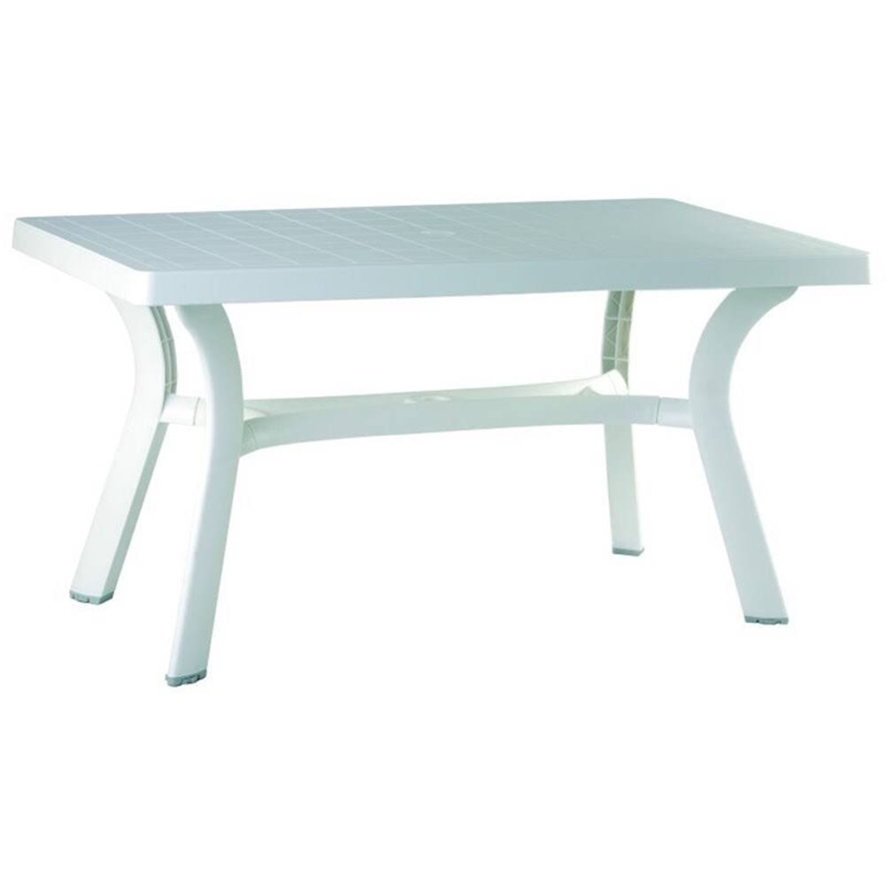 Atlin Designs Resin Patio Dining Table, 55×22 Inches, White Finish