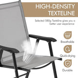 Yaheetech Set of 4 Outdoor Folding Dining Chairs with Armrests, Metal Frame & Backrest for Lawn, Garden, Yard or Poolside, Black