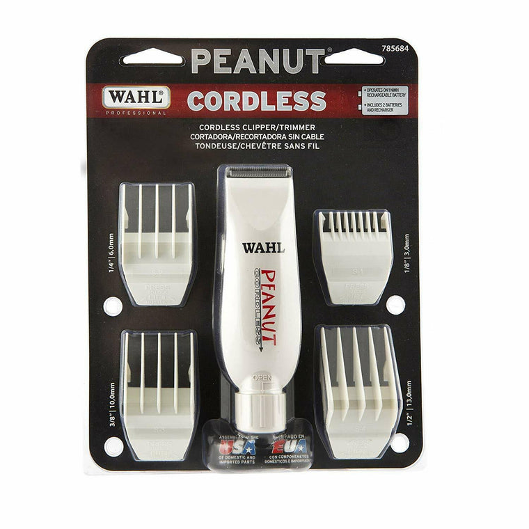 Wahl Professional Peanut Cordless Clipper and Trimmer, White, Model #8663 for On-the-Go Grooming