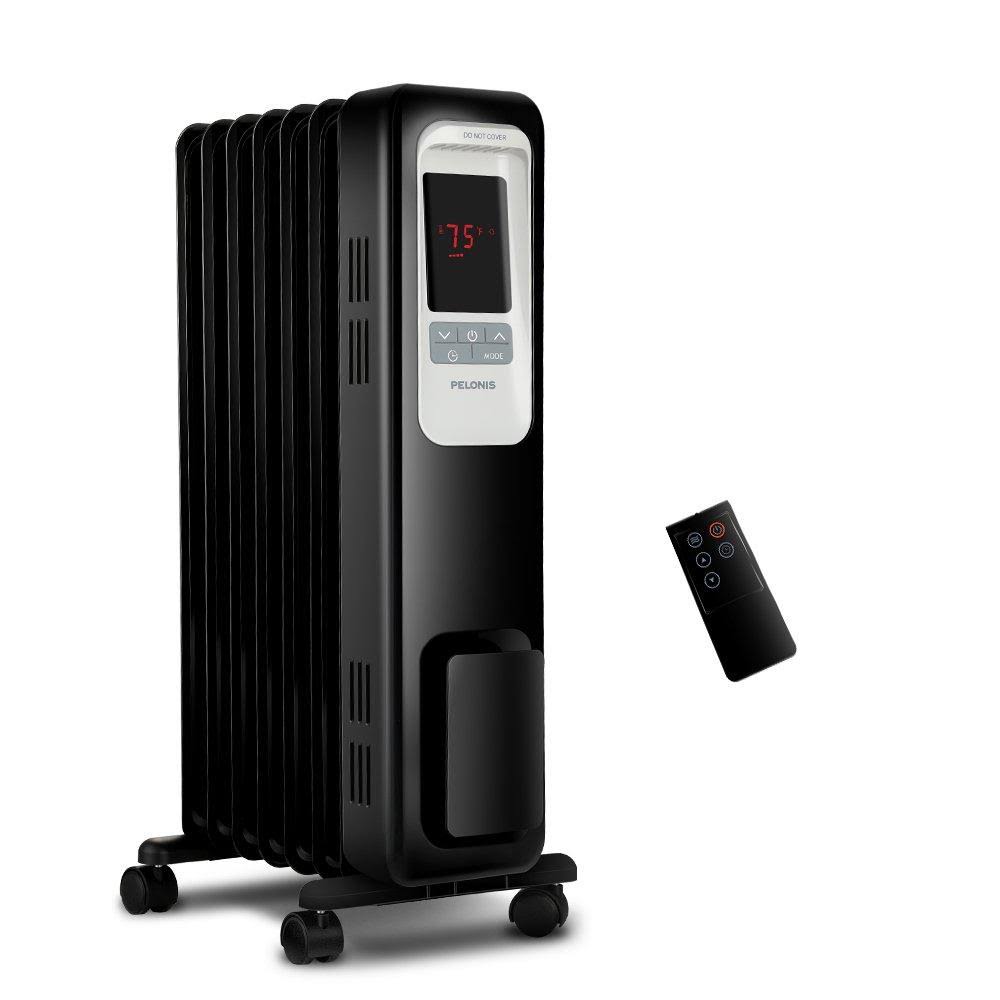 Pelonis 1500W Portable Electric Oil-Filled Radiator Heater with Digital Thermostat and 24-Hour Programmable Timer