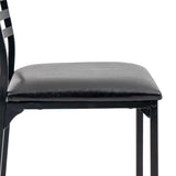5-Piece Dining Set with Tempered Glass-Top Table and 4 Upholstered Chairs, Black Metal Frames