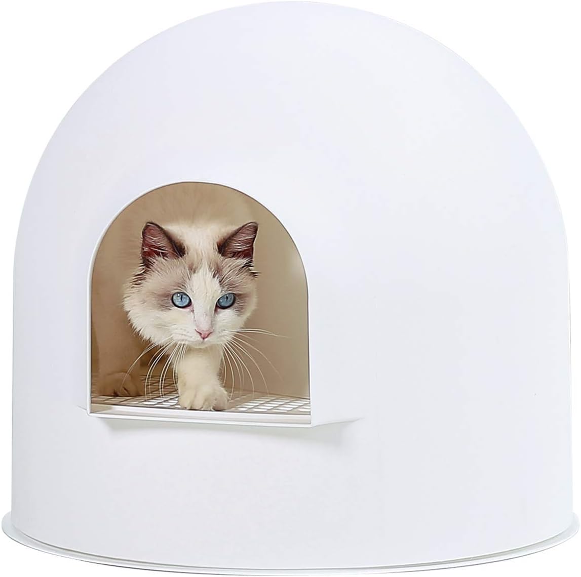 pidan Igloo Dome Cat Litter Box Furniture with Extra-Large Interior, Dog-Proof Design and Modern Minimalist Dot Styling
