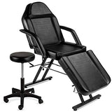 71in 3-Section Multipurpose Massage Bed by Best Choice Products, Featuring Hydraulic Stool, Removable Headrest, Facial Cradle & Towel Hanger for Spa, Salon, Facial & Tattoo Use, Black