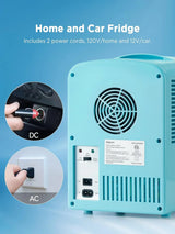 Silonn SLRE01G1 4 L/6-Can Mini Fridge with Cooling and Warming, Portable Teal Skin Care Refrigerator for Home, Office, Car or Dorm