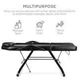71in 3-Section Multipurpose Massage Bed by Best Choice Products, Featuring Hydraulic Stool, Removable Headrest, Facial Cradle & Towel Hanger for Spa, Salon, Facial & Tattoo Use, Black