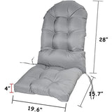 Tufted Adirondack Chair Cushion with High Back, Waterproof UV-Resistant Outdoor Seat Pad for Patio and Lawn Furniture, Gray