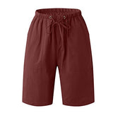 Mens Lightweight Linen Shorts with Elastic Waist, Drawstring, Pockets and Slim-Fit Design for Beach, Running & Everyday Wear