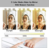 Zdorzi 31.5x 23.6 Wall-Mounted Vanity Makeup Mirror with 18 Dimmable LED Bulbs, 3 Color Modes and Touch Control, Hollywood-Style Dressing Room Mirror, White