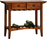 Mission Wine Stand with Two Drawers, Glass and Bottle Storage for 12 Glasses and 7 Bottles