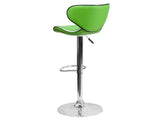 Flash Furniture Contemporary Mid-Back Vinyl Barstool with Adjustable Height, Cozy Design and Chrome Base in Green
