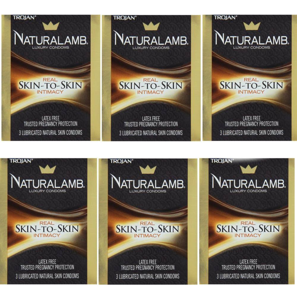 Trojan Naturalamb Natural Skin Lubricated Condoms, 6-Pack with 3 Each
