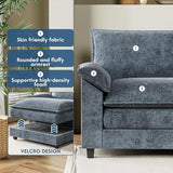 YESHOMY U-Shaped Modular Sectional Sofa in Grey Chenille, Featuring Supportive Soft Sponges, Removable Ottoman, and Sleeper Design