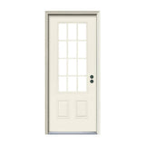 JELD-WEN 12-Lite Primed Steel Front Door, 32 in. x 80 in., Prehung Left-Hand Inswing with Brickmould