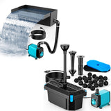 Outdoor Pond Waterfall and Filtration System with Pump Kit, 9.8FT Corrugated Tubing, Koi Pond Spillway Box for Clear Water Features
