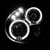 SPEC-D TUNING Dual Halo LED Projector Headlight Assembly with Glossy Black Housing and Smoke Lens, Left and Right Pair for 2002-2003 Subaru Impreza
