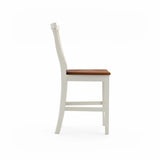 Homestyles Americana Traditional Wood Counter Stool with Antique White Finish and Oak Accents