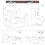 MCombo 7888 Triple-Motor Power Lift Recliner for Seniors, Fabric Chair with Massage, Lumbar and Seat Heating, Adjustable Headrest and Rolled Arms, Coffee, Medium