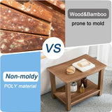 HDPS Waterproof Shower Bench with Adjustable Feet, Non-Slip Poly Lumber Bathroom Seat & Footrest for Shaving Legs, Brown