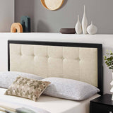 Modway Draper Tufted Queen Headboard with Fabric Upholstery and Wood Frame, Walnut Charcoal