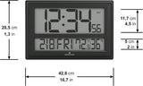 MARATHON Jumbo Atomic Wall Clock with Temperature and Humidity Display, Black