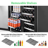 Tittla 30-Inch Dual-Zone Wine and Beverage Refrigerator for 33 Bottles and 80 Cans, Under-Counter or Freestanding Wine Cooler