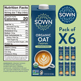 SOWN Organic Oat Creamer, Unsweetened Barista-Style Plant-Based Milk, 32 oz Pack of 6