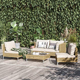 Grand patio 7-Piece Boho Wicker Conversation Set in Cream, Featuring a Sectional Sofa, Water-Resistant Thick Cushions, and Coffee Table