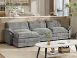 YESHOMY U-Shaped Modular Sectional Sofa in Grey Chenille, Featuring Supportive Soft Sponges, Removable Ottoman, and Sleeper Design