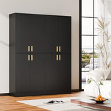 Cozy Castle 71′′ Tall Pantry Cabinet with Four Doors and Adjustable Shelves, Freestanding Wood Storage Cupboard for Kitchen, Dining Room, Living Room or Bathroom, Gray