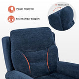 MCombo 7888 Triple-Motor Power Lift Recliner for Seniors, Fabric Chair with Massage, Lumbar and Seat Heating, Adjustable Headrest and Rolled Arms, Coffee, Medium