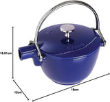 Staub 1-Quart Round Cast Iron Tea Kettle, Basil Green, Made in France