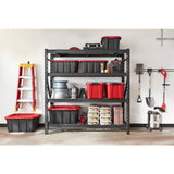 Husky Black 4-Tier Heavy-Duty Welded Steel Garage Shelving Unit, 77 in. W x 78 in. H x 24 in. D