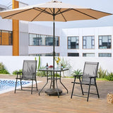 Yaheetech Set of 4 Outdoor Folding Dining Chairs with Armrests, Metal Frame & Backrest for Lawn, Garden, Yard or Poolside, Black