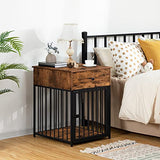HOOBRO Decorative Dog Crate Furniture with Drawer, Indoor End-Table Kennel for Small Dogs Featuring a Steel-Tube, Chew-Proof Cage, Greige BG01GW03