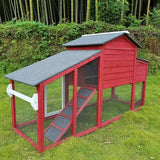 Two-Story Wooden Chicken Coop and Rabbit Hutch with Outdoor Run, Nesting Box, Ramp and Deep No-Leak Pull-Out Tray, Indoor or Outdoor Cage for Chicks and Bunnies, Black
