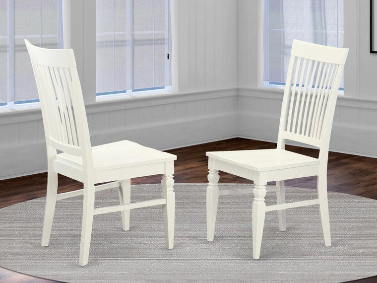 East West Furniture Weston 10 Linen White Wood Dining Chairs, Set of 2