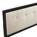 Modway Draper Tufted Queen Headboard with Fabric Upholstery and Wood Frame, Walnut Charcoal