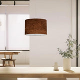 Plug-In Pendant Light with Linen Lampshade, Clear Cord and Dimmable Switch for Bedroom or Living Room