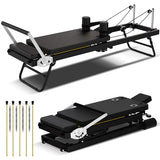 Portable Foldable Pilates Reformer for Home Gyms with Adjustable Resistance, Springs and Cords, Lightweight Compact Design and 400 LBS Maximum Load