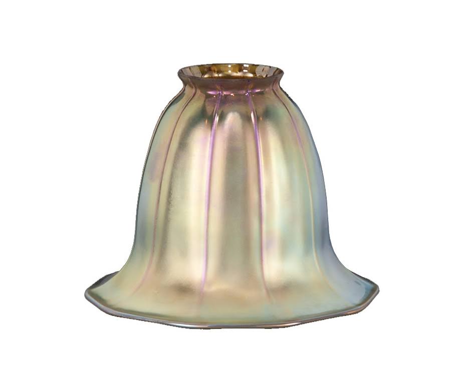 B&P 2 1/4-Inch Lamp Fitter with Art Glass Shade and Gold Iridescent Finish